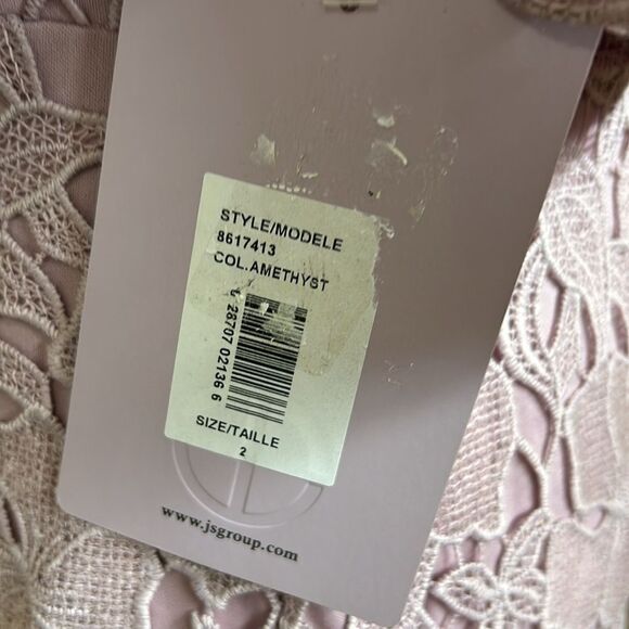 NWT JS Collections Arabella Sequin Guipure Lace Pleated Gown in Amethyst size 2 - Picture 11 of 16